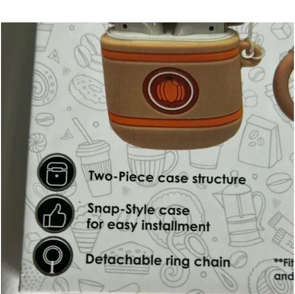 dELiA*s - NEW Pumpkin Spice Latte AirPods Case Cover For Genetations 1 & 2 - Picture 4 of 4